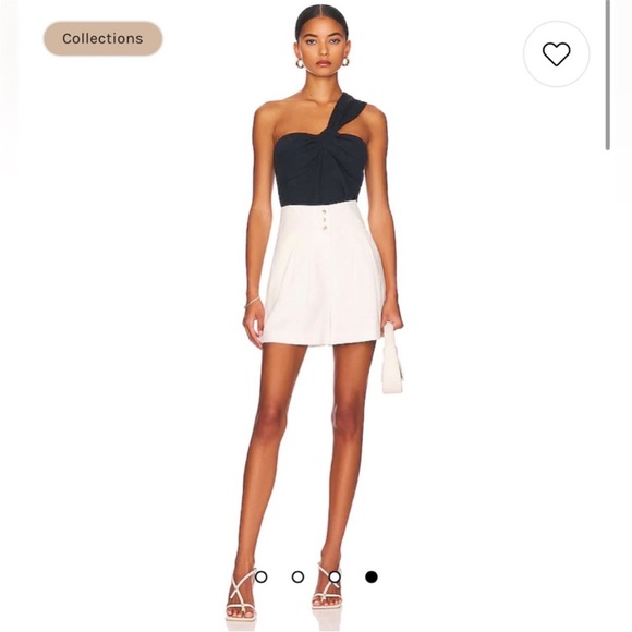 NWT $328 Veronica Beard Belinda One-Shoulder Jacquard top in Ink (navy blue) - Picture 5 of 11